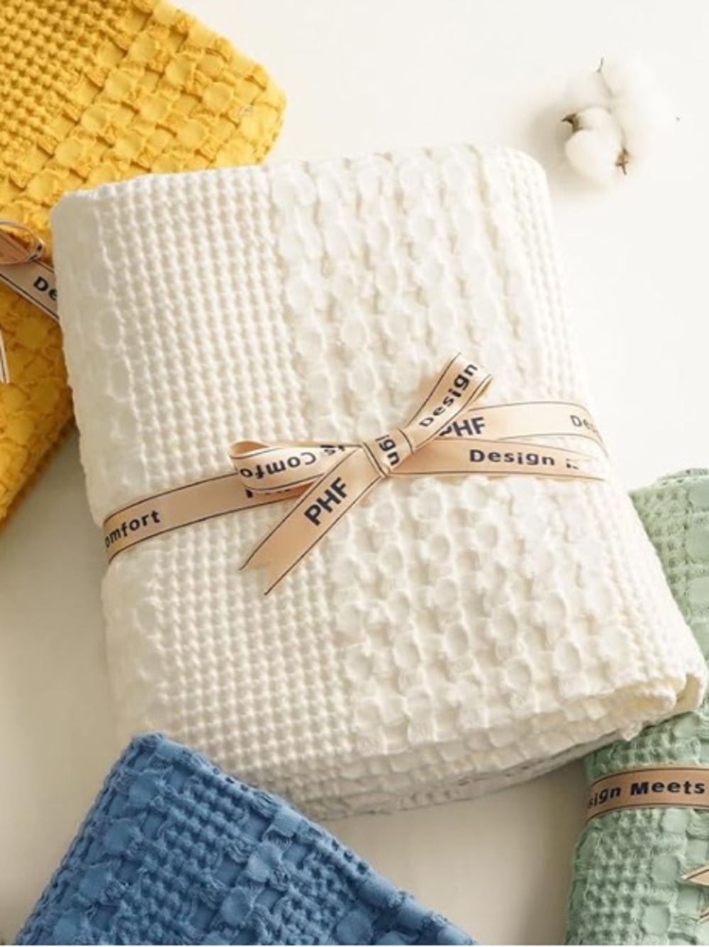 new Waffle-Textured Throw Blanket - Soft Home Bedding - Picture 8 of 9